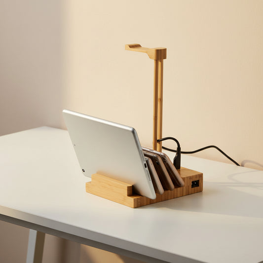 Solid Wood Earphone Stand – Minimalist Desk Headphone Holder