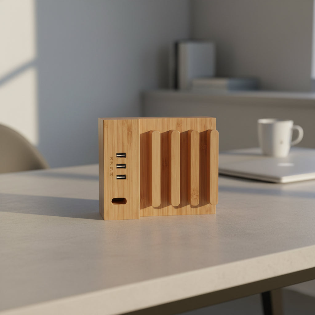 Solid Wood Earphone Stand – Minimalist Desk Headphone Holder