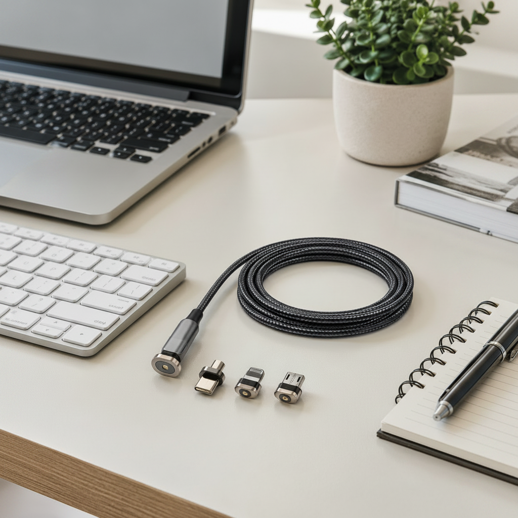 Rotating Magnetic Charging Cable – Premium Desk Accessory