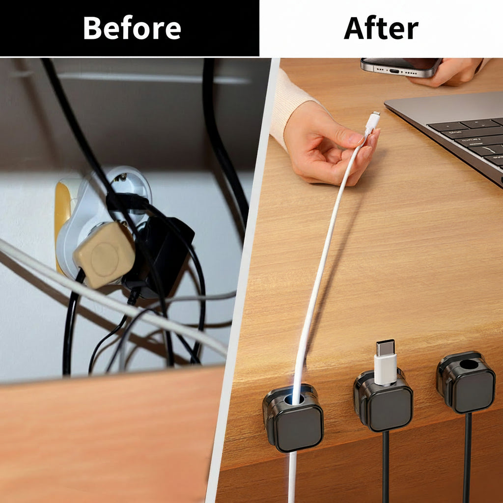 Magnetic Cable Organizer – No-Mess Desk Cable Holder